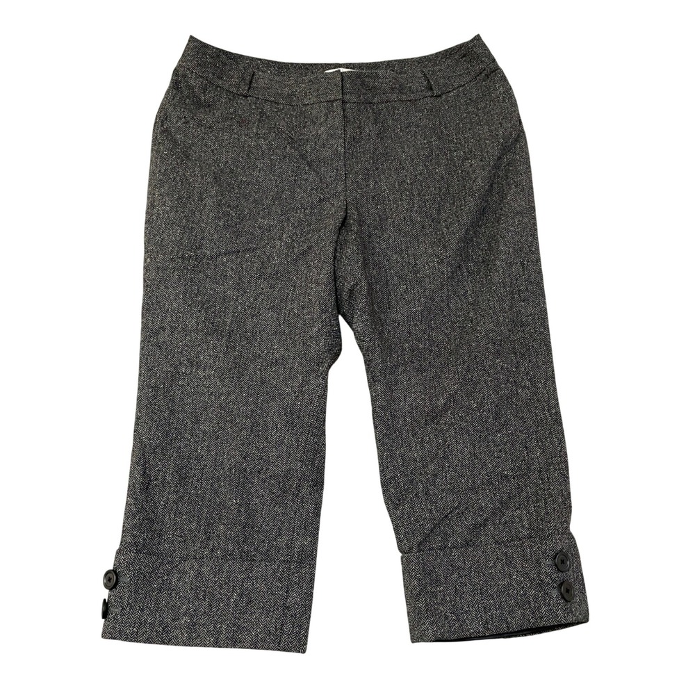 NWT Caslon Women's 20W Black Gray Herringbone Cropped Pants Wool Blend